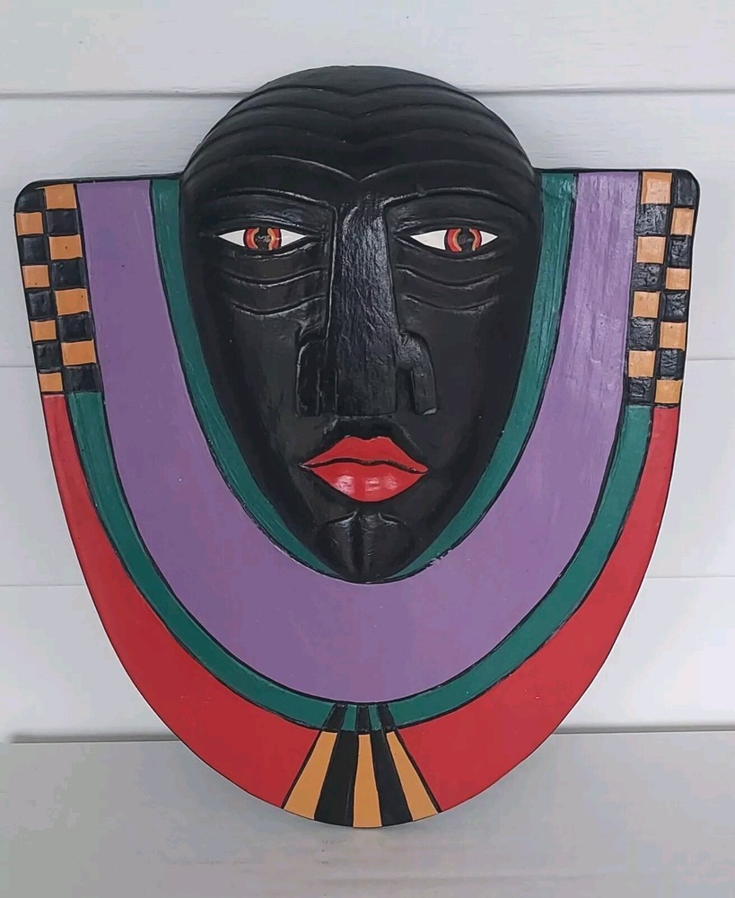 Laurel Burch Tribal Mask Wall Hanging Aztec Mayan Wood Face 11.75