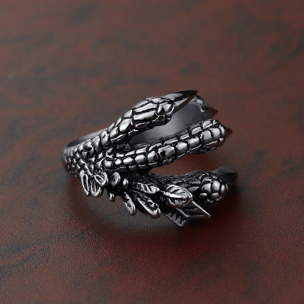 Dragon ring Titanium steel dragon claw ring sharp claw animal opening punk