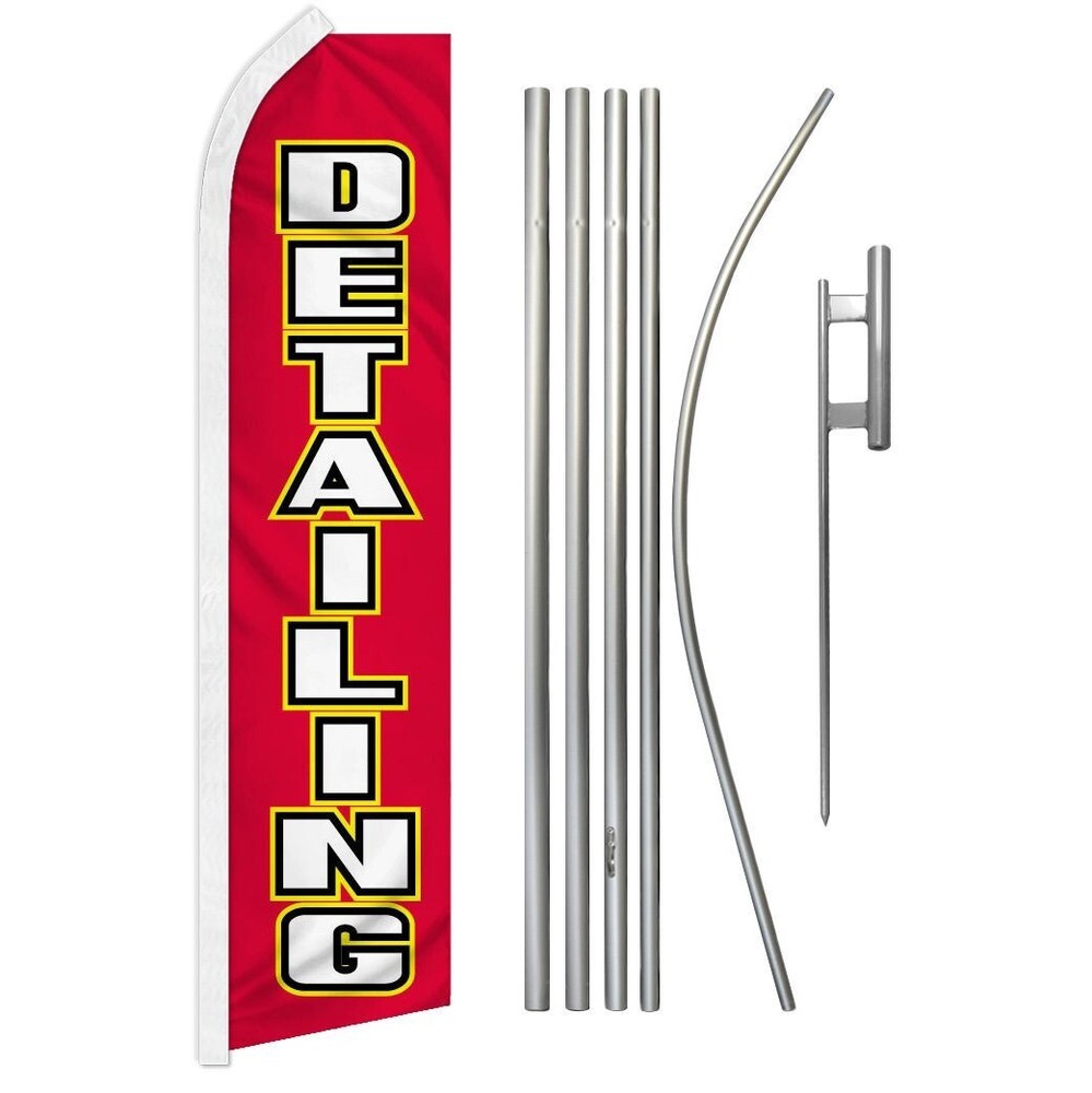 Detailing Swooper Flutter Feather Advertising Auto Flag & Pole Kit