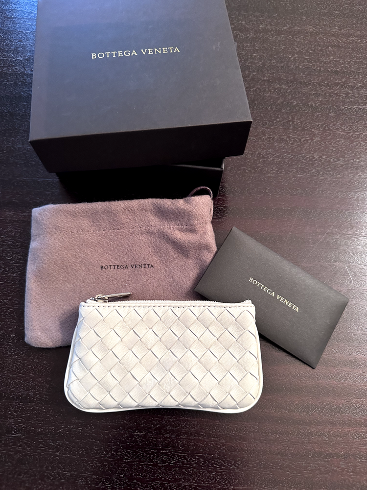 新品未使用 ホワイト/ボーン ボッテガヴェネタ イントレチャートキーケース 小銭入れ