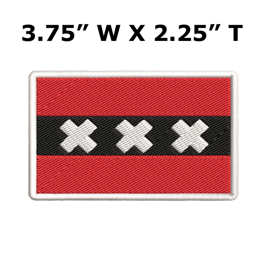 AMSTERDAM CITY FLAG embroidered iron-on PATCH NETHERLANDS EMBLEM HOLLAND