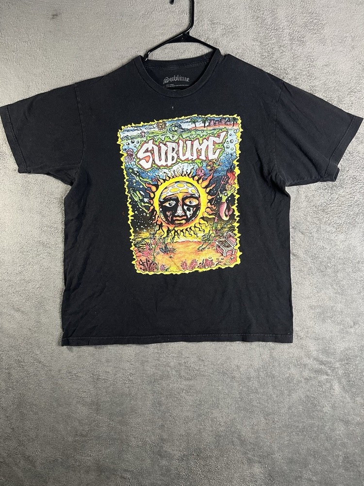 Sublime Band Oversized Y2K Graphic Tee Under Water Colorful Mens XL Black