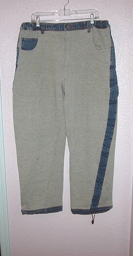 VTG 90s BAGGY Sweatpants Size L POCKETS Denim WIDE LEG Cargo BIGG Sports Y2K