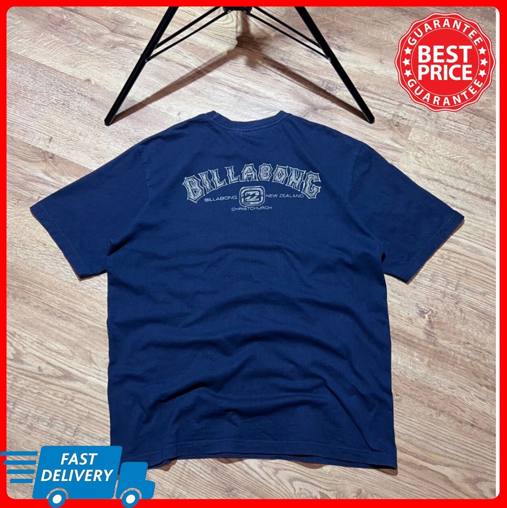 Vintage 90s Billabong Surf T-Shirt Big Logo Graphite Gray Men's