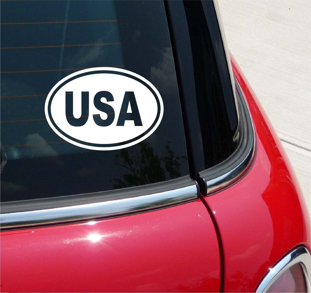 Euro USA United States Of America Country Decal Sticker Car Oval NOT Two Colors