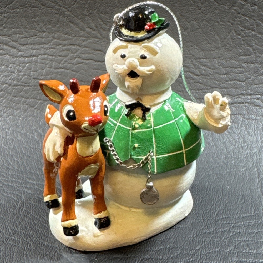 Vintage Rudolph The Red Nosed Reindeer & Sam The Snowman Christmas Ornament HTF