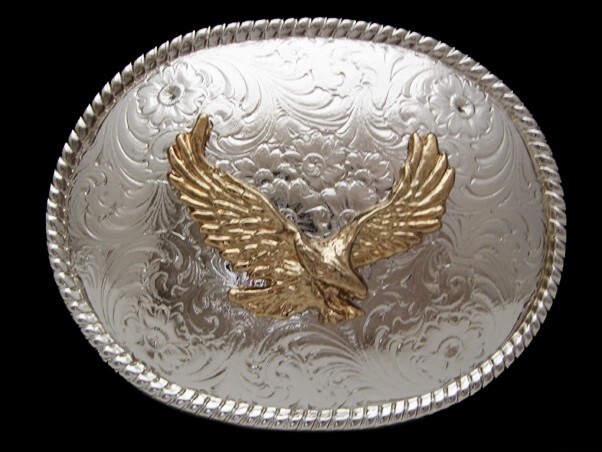 PA05134 *NOS* VINTAGE 1980s **BALD EAGLE** WESTERN & COWBOY ROCKMOUNT BUCKLE