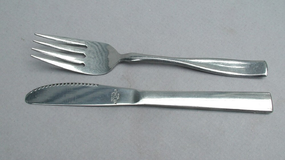 Vintage - DELTA AIRLINES l- (2) Pcs ABCO Stainless FORK & KNIFE-image