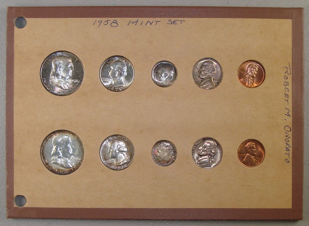 Complete 1958 PD Mint Set - 10 Coins Choice & Gem Uncirculated