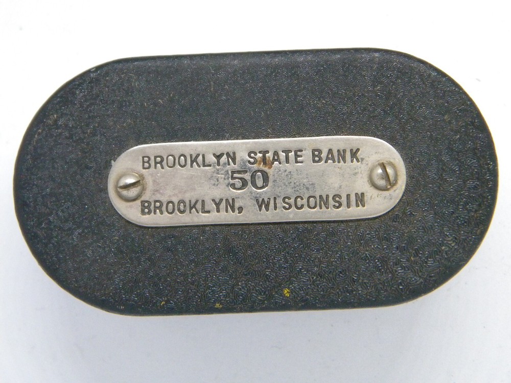 Vintage all Metal Oval Coin Bank Brooklyn State Bank Brooklyn Wisconsin